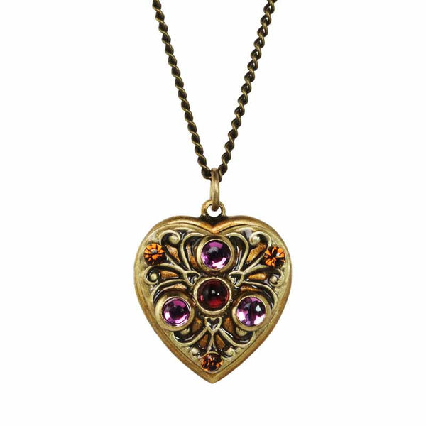 Michal Golan Amethyst Garnet Heart Necklace – Sheva Jewelry
