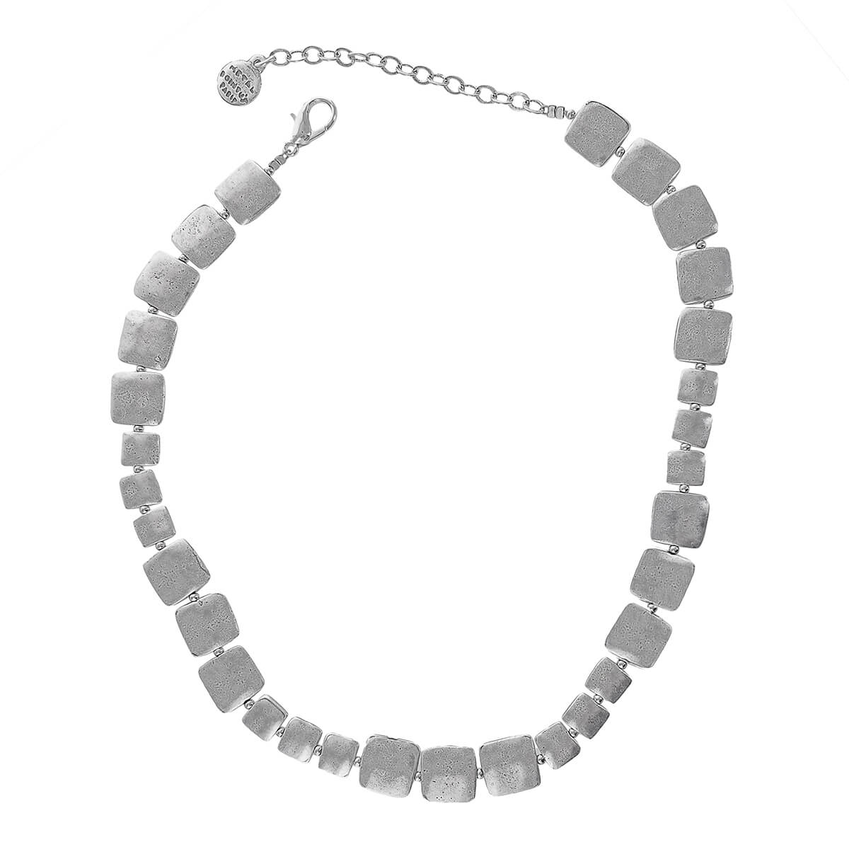 Metal Pointus Silver Organic Squares Eker Necklace