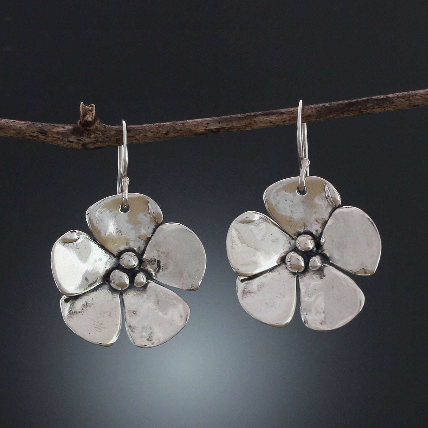 Sherry Tinsman Five Petal Dogwood Flower Earrings