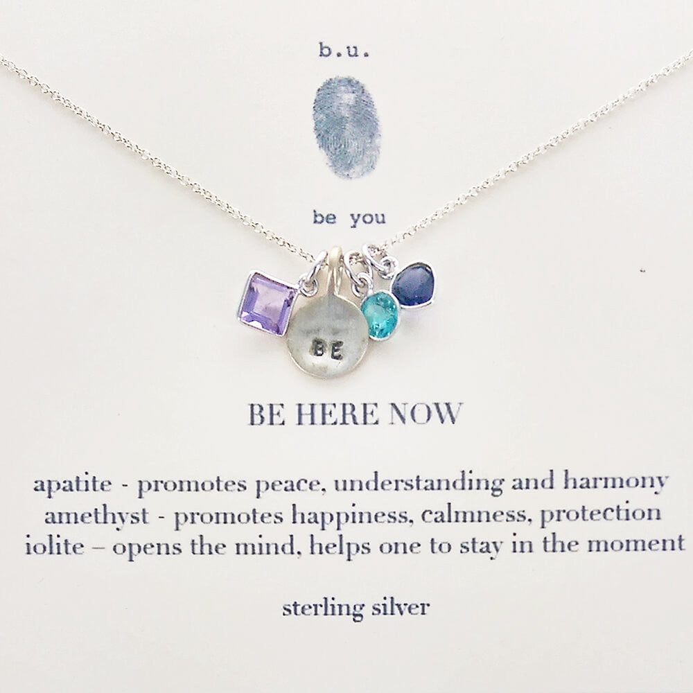 b.u. Be Here Now Inspirational Sterling Silver Gemstone Necklace ...