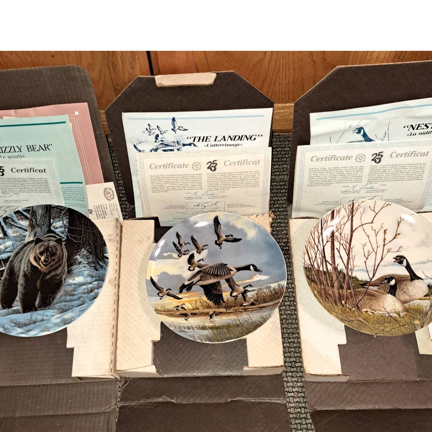 3 Display Plates by Dominion LTD Grizzly, Landing, Nesting COA/Box