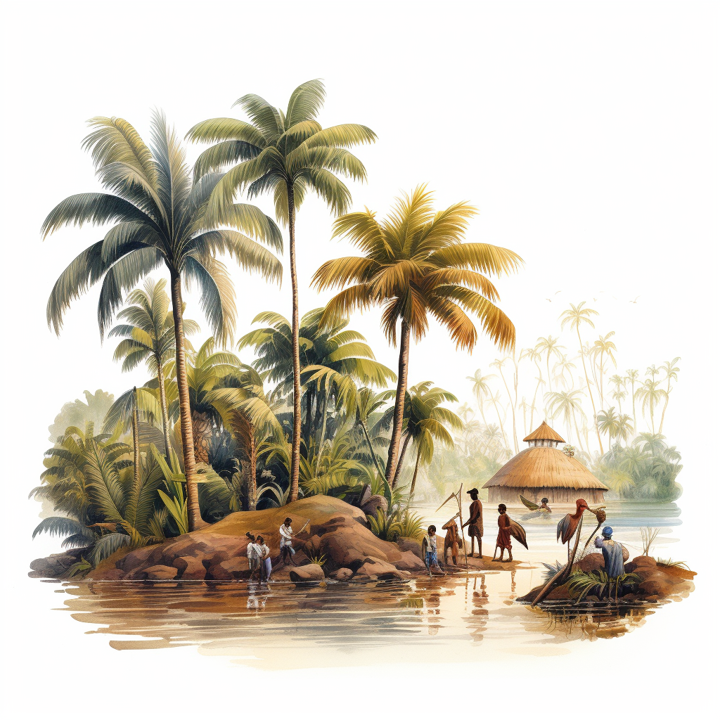 Amazonian-scene-with-açaí-palm-traditional-setting