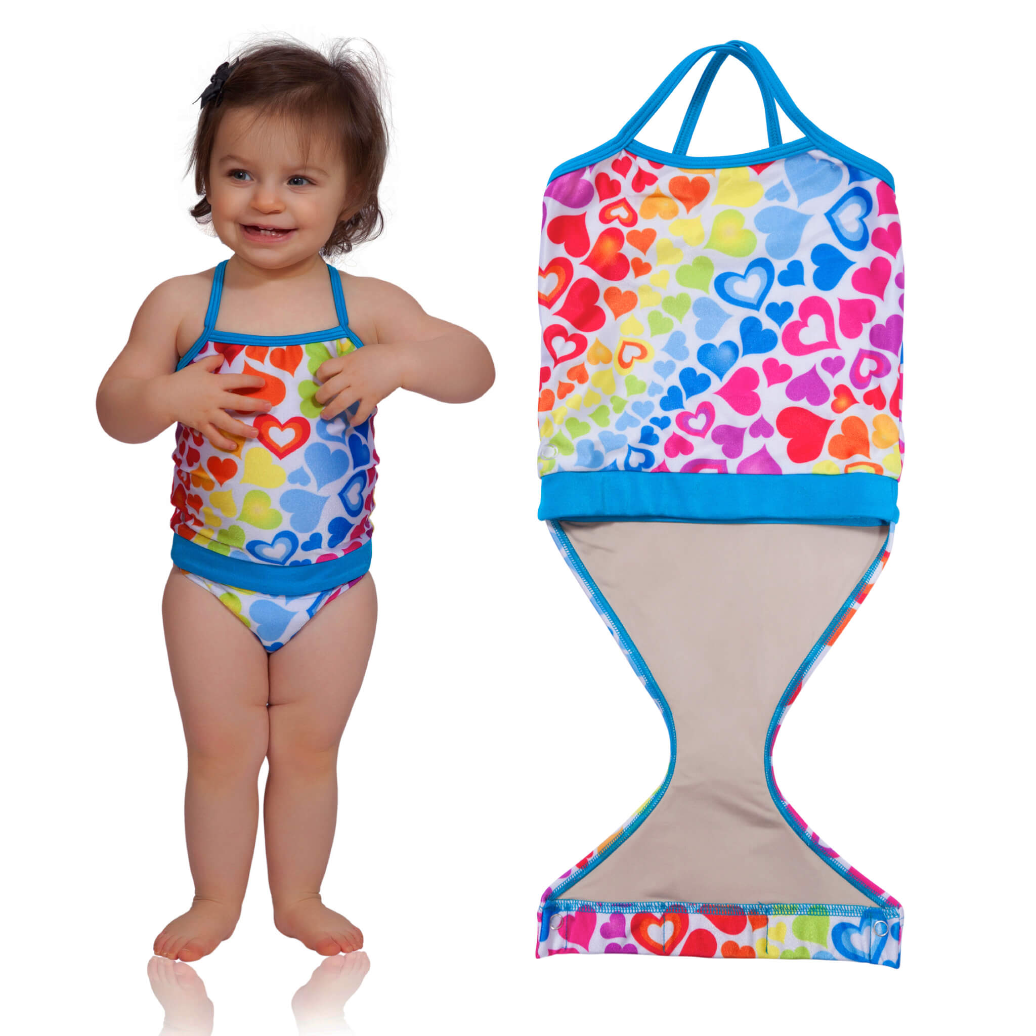 rainbow hearts swimsuit toddler girl