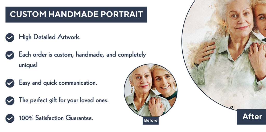 Hapilys Personalized Mum Gift, Custom Family Portrait, Mother's Day Premium Posters Gift