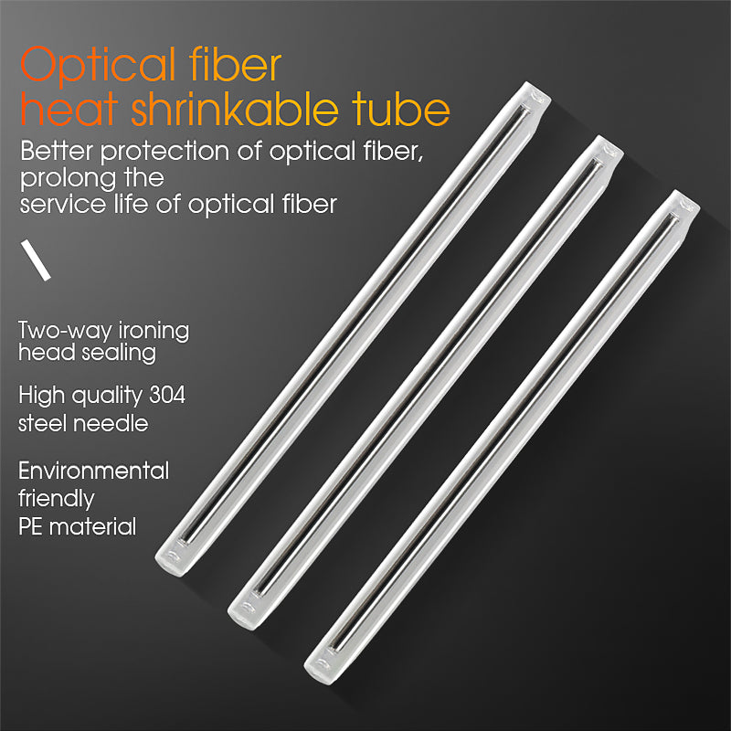 PRESHRUNK FIBER OPTIC FUSION SPLICE PROTECTOR SLEEVE. FIBER HEAT SHRINK TUBE, 2.4mm, 60mm, CLEAR - 1000PCS.