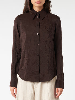 Pas de Calais - Crinkle Finish Fitted Shirt in Khaki – gravitypope