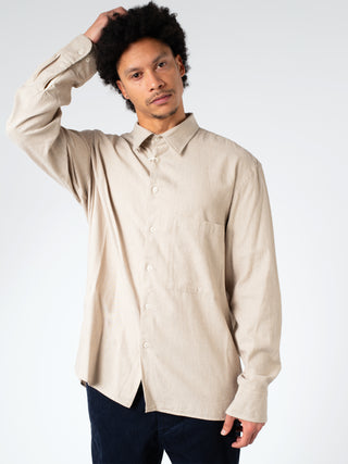 Universal Works Square Pocket Brushed Twill Shirt - Olive