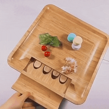 Rounded Square Bamboo Cheese Board GIF ad