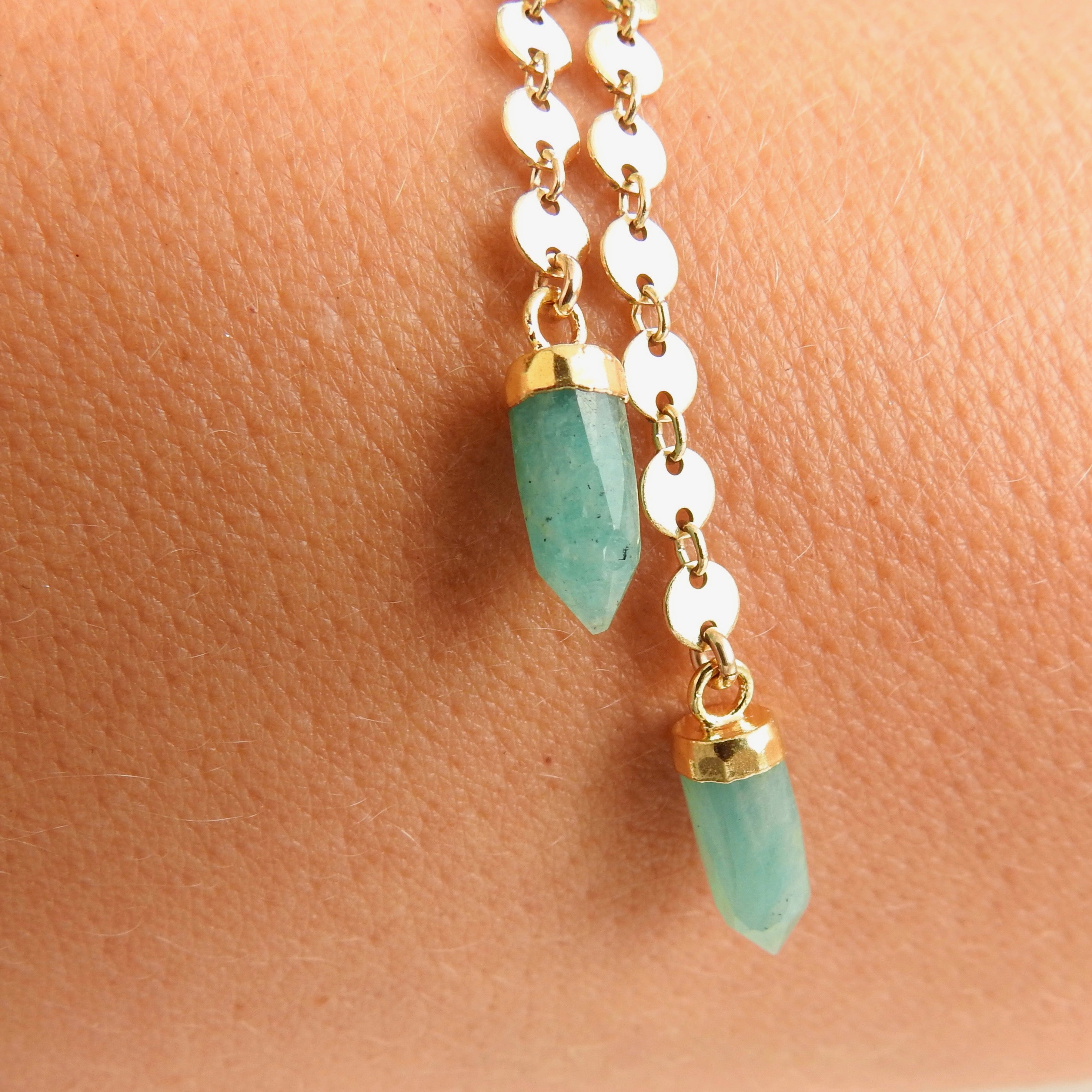 Spike Swinger Earrings - Amazonite