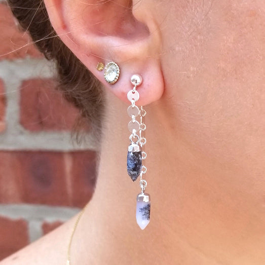 Shorty Spike Swinger Earrings - Dendrite Opal