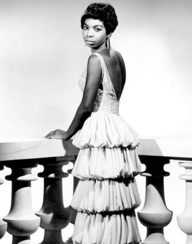 Nina Simone in a tiered gown