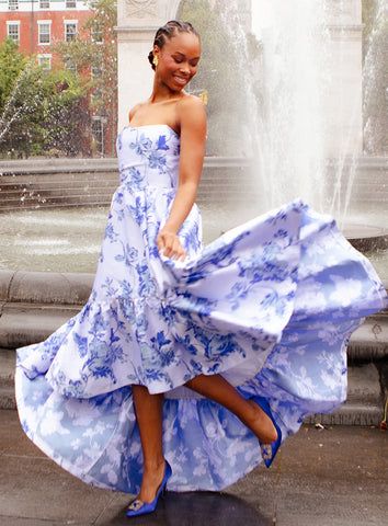 Blue and white Georgiana Gown Mestiza New York