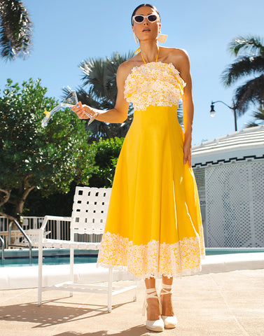 Yellow halter dress by Mestiza