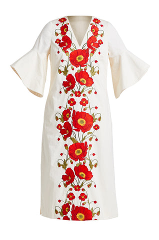 Red floral caftan