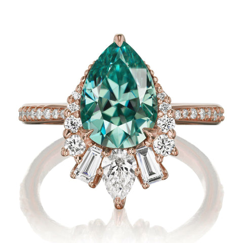 ARTEMIS: aqua-teal moissanite diamond halo