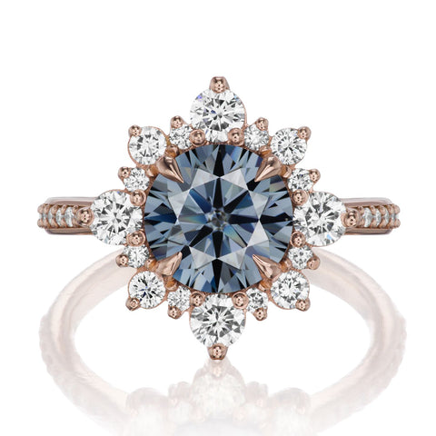 REYNA: grey moissanite diamond halo ring