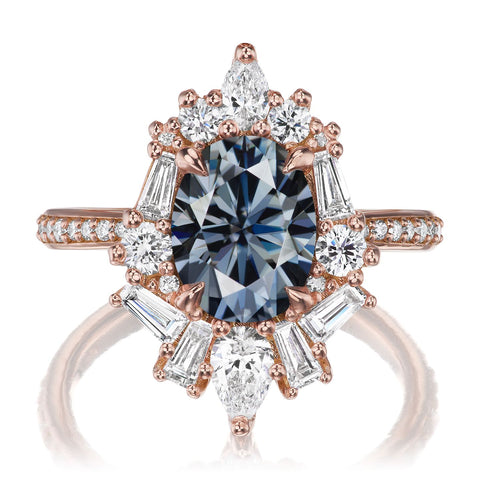 NYX: grey moissanite fancy diamond halo ring