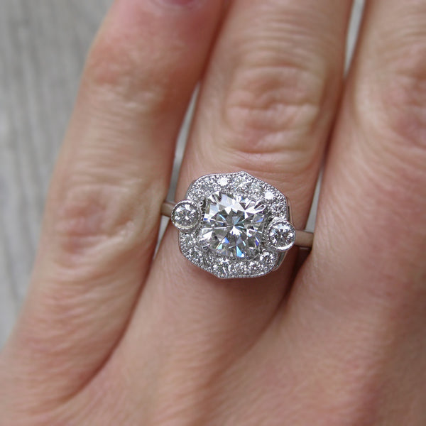 Forever One Moissanite & Diamond Engagement Ring | Kristin Coffin Jewelry