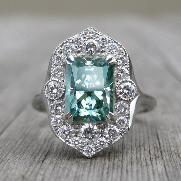 Emerald Cut Forever One or Supernova Moissanite Engagement Ring ...