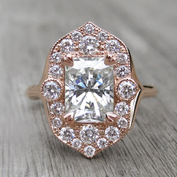 Forever One Moissanite & Diamond Engagement Ring | Kristin Coffin Jewelry