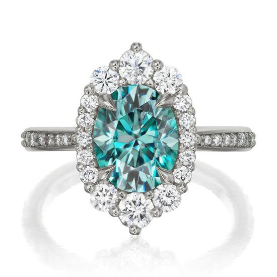 Sofia | Oval Teal Moissanite Ring (2.65ctw+) | Kristin Coffin Jewelry