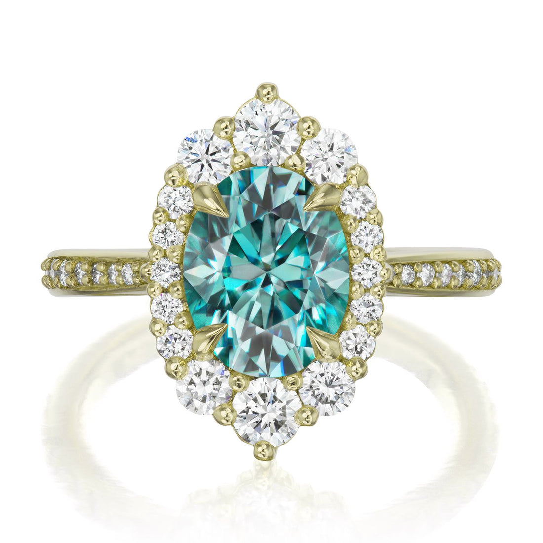 Sofia | Oval Teal Moissanite Ring (2.65ctw+) | Kristin Coffin Jewelry