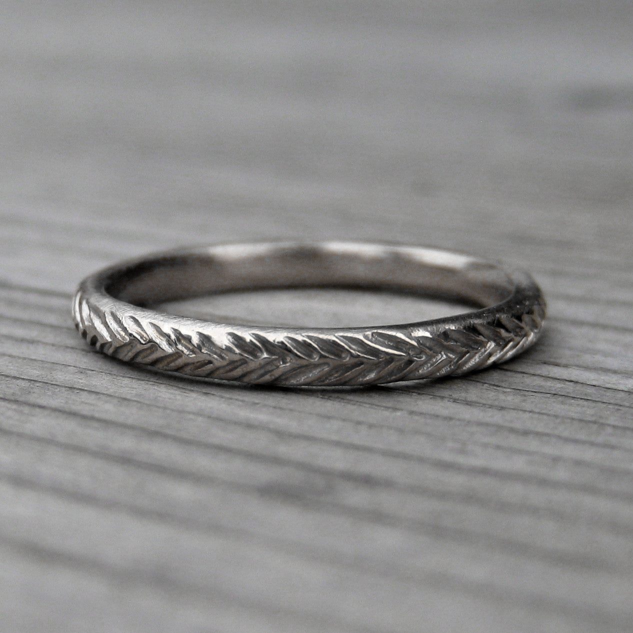 Feather Wedding Band Set | Recycled Gold | Kristin Coffin Jewelry