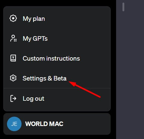 Connect ChatGPT to the internet by pressing on setting