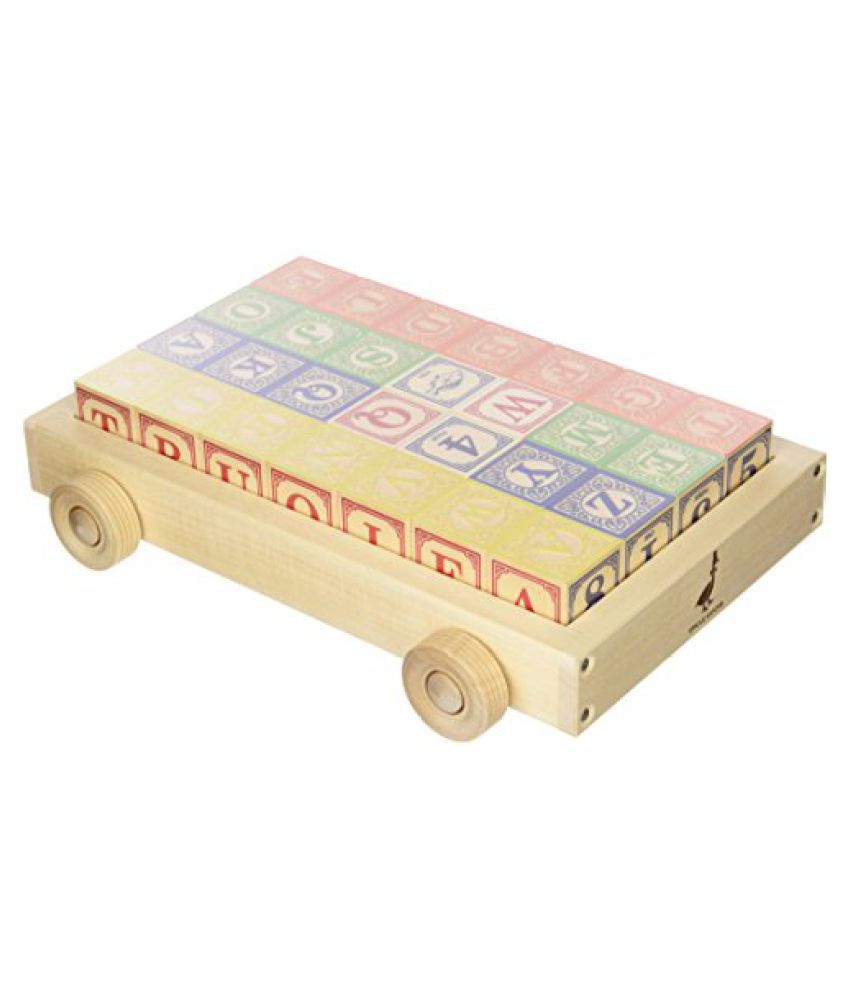 uncle goose classic abc blocks with pull wagon