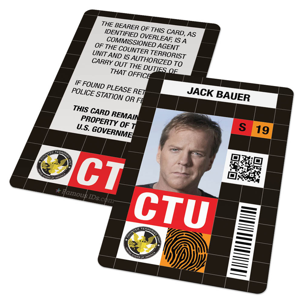 Custom Id Card Ctu Agent Badge From 24 Jack Bauer Or Your Details Famous Ids Id Cards And Badges
