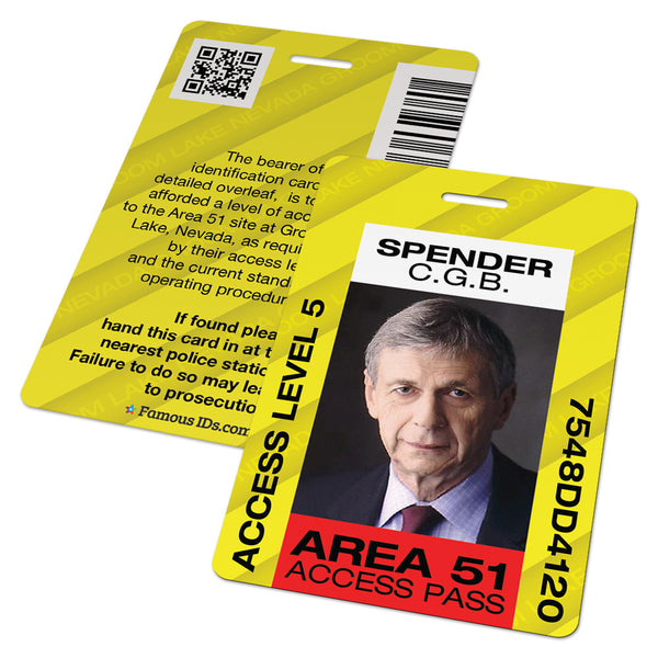 Custom ID Card Area 51 Access Badge From X Files Groom
