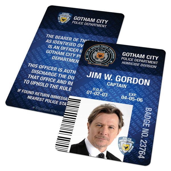 Custom ID Card Gotham Police Dept Badge Batman Dark