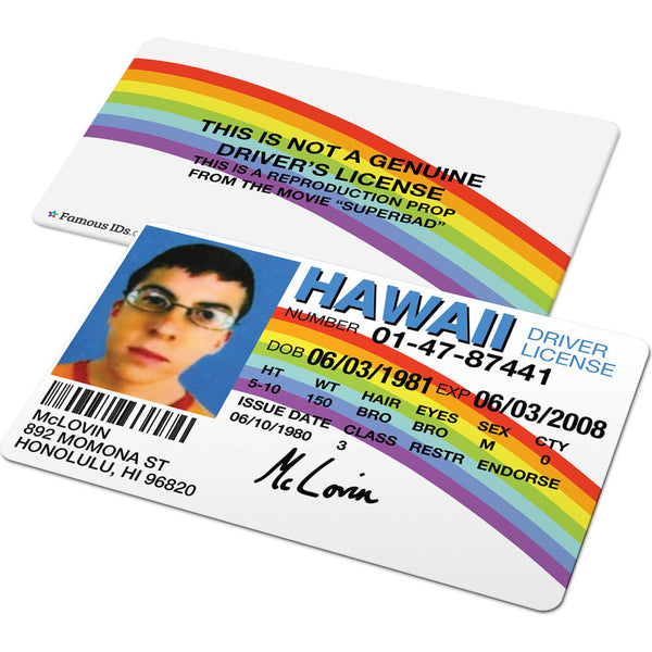 Custom Id Card Mclovin Hawaii Drivers License From Superbad Usa