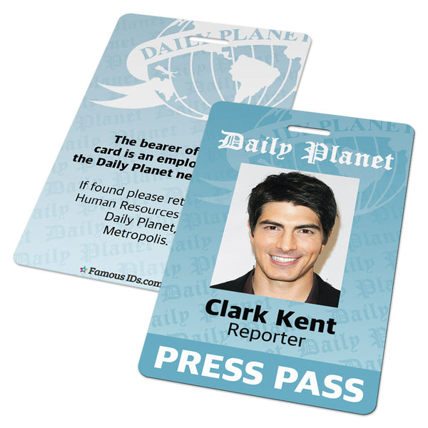 Custom Id Card Daily Planet Press Pass Badge Superman And Smallville Famous Ids Id Cards