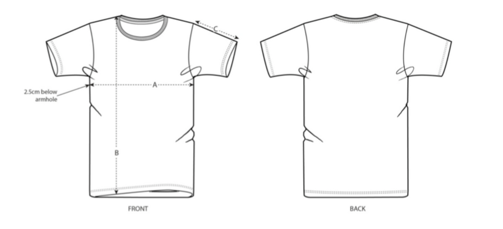 tshirt measurement diagram