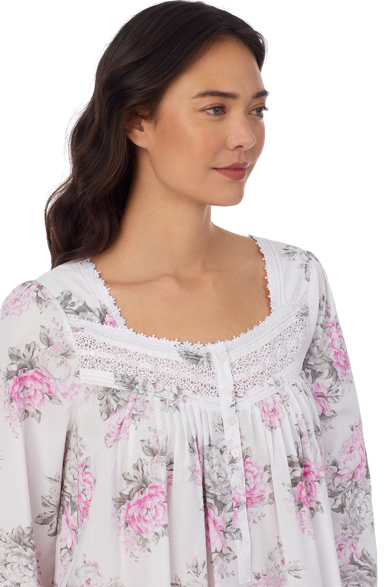English Peony Floral Long Sleeve Nightgown