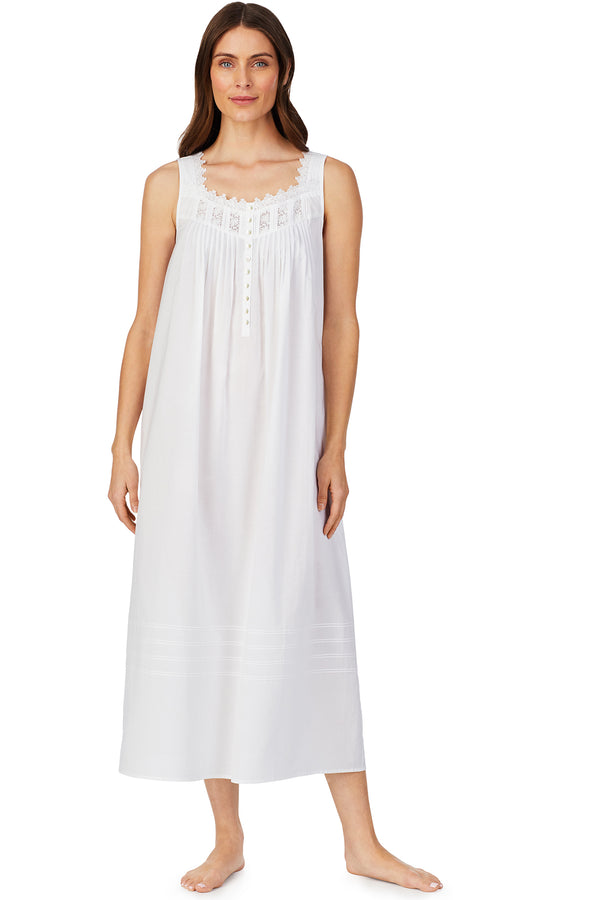 white cotton sleeveless nightgown