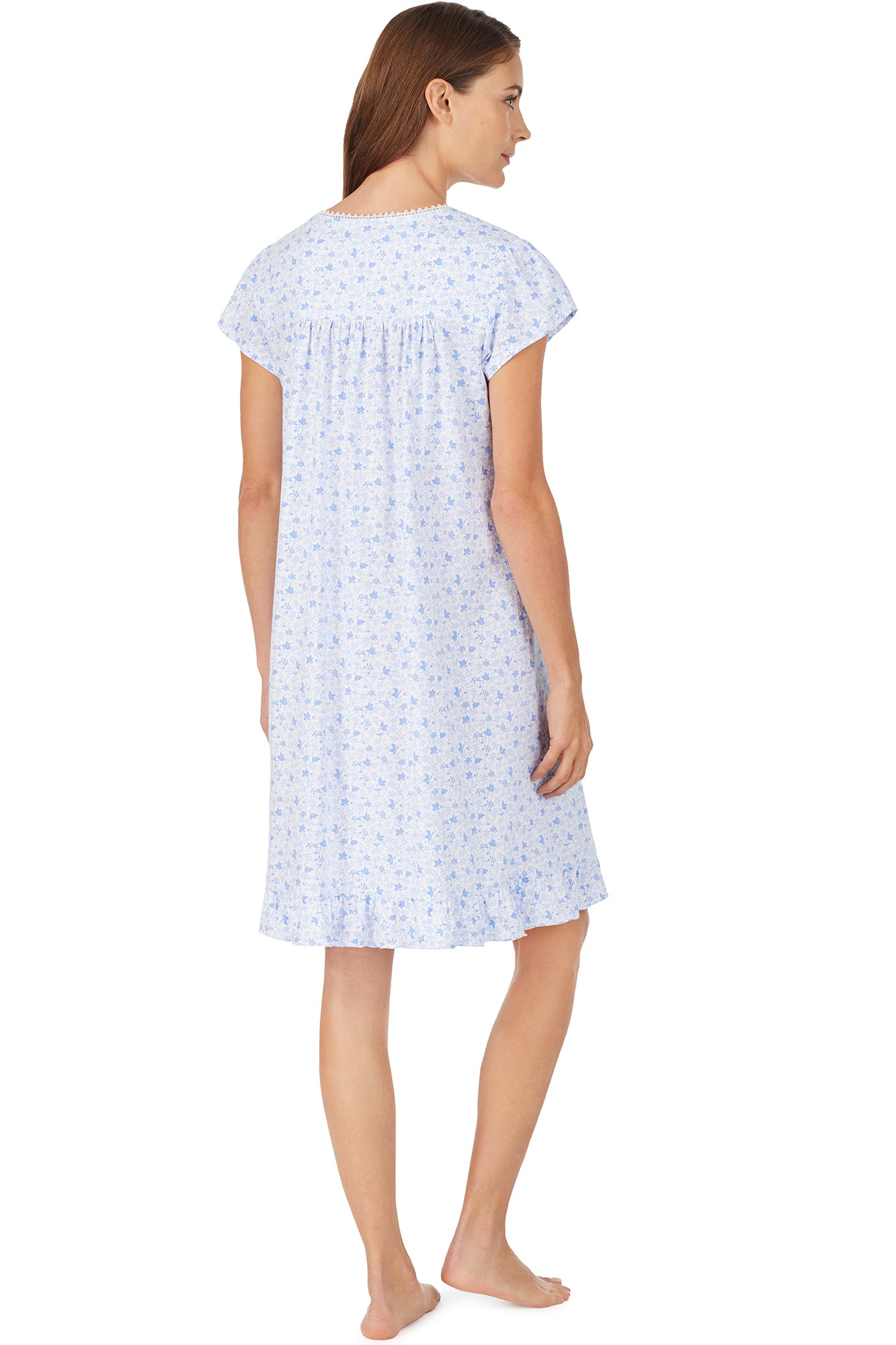 Cotton Knit Blue Floral Nightgown