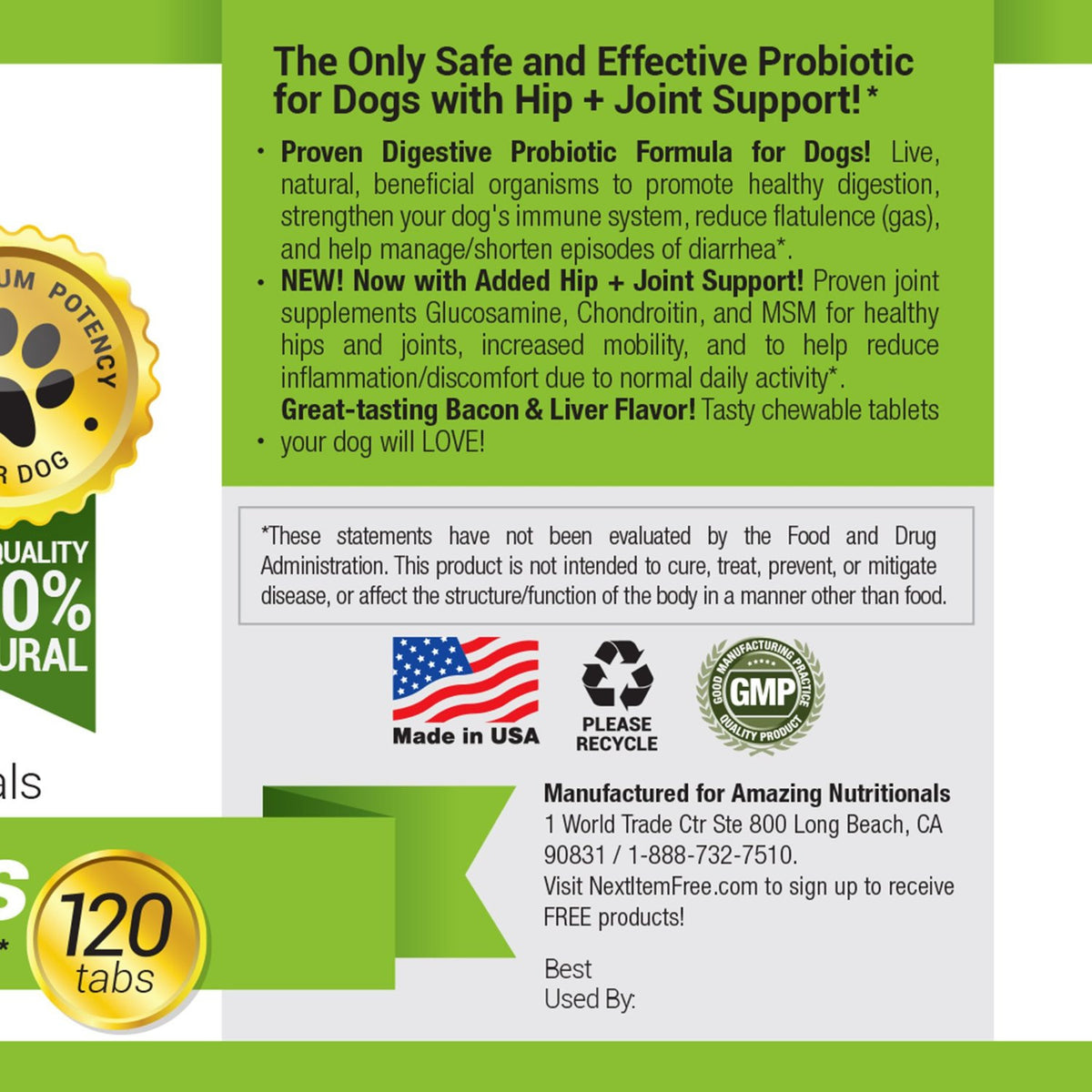 Amazing Probiotic Joint for Dogs - Eliminates Digestive and Joint Problems