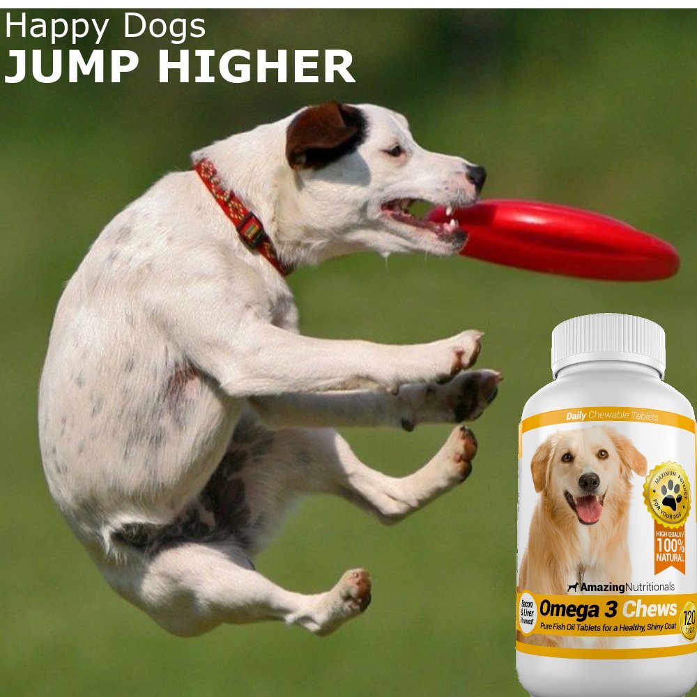 Amazing Omega for Dogs - Dog Fish Oil Pet Antioxidant for Shiny Coat, Joint and Brain Health - 120 Chews