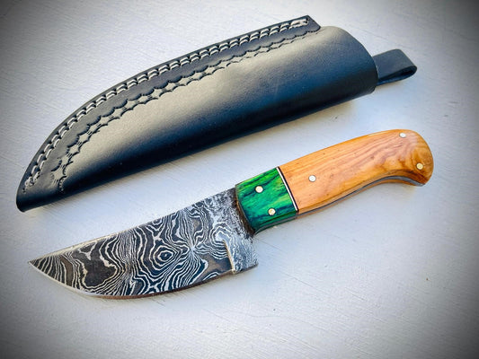  Nazarov Knives Damascus Steel Knife - Hunting Knife - Real  Damascus - Birchbark - OVOD - Leather Sheath : Sports & Outdoors