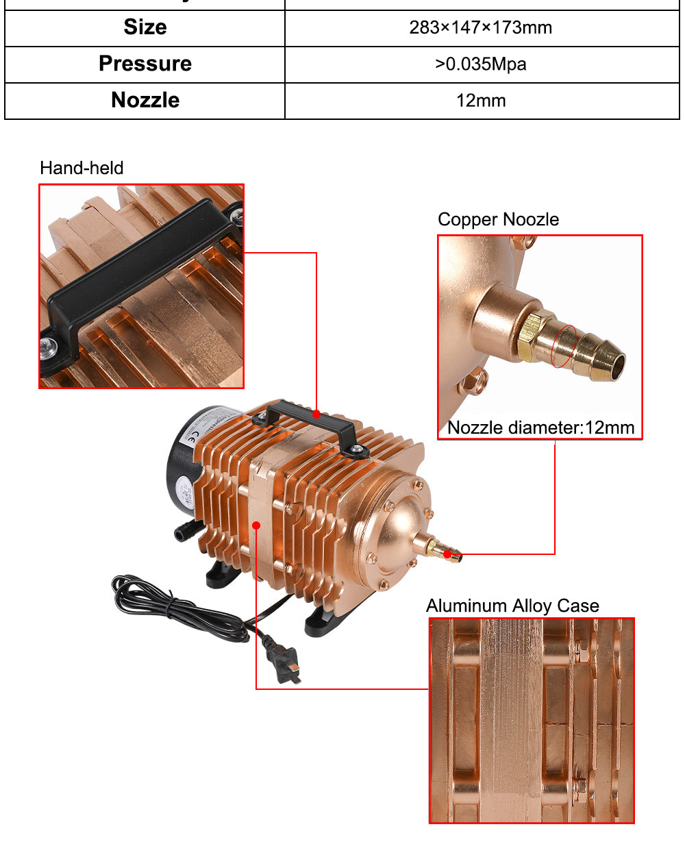 Hunst 160W Air Compressor Electrical Magnetic Air Pump 110V/220V ACO-009E, for CO2 Laser Engraving Cutting Machine.