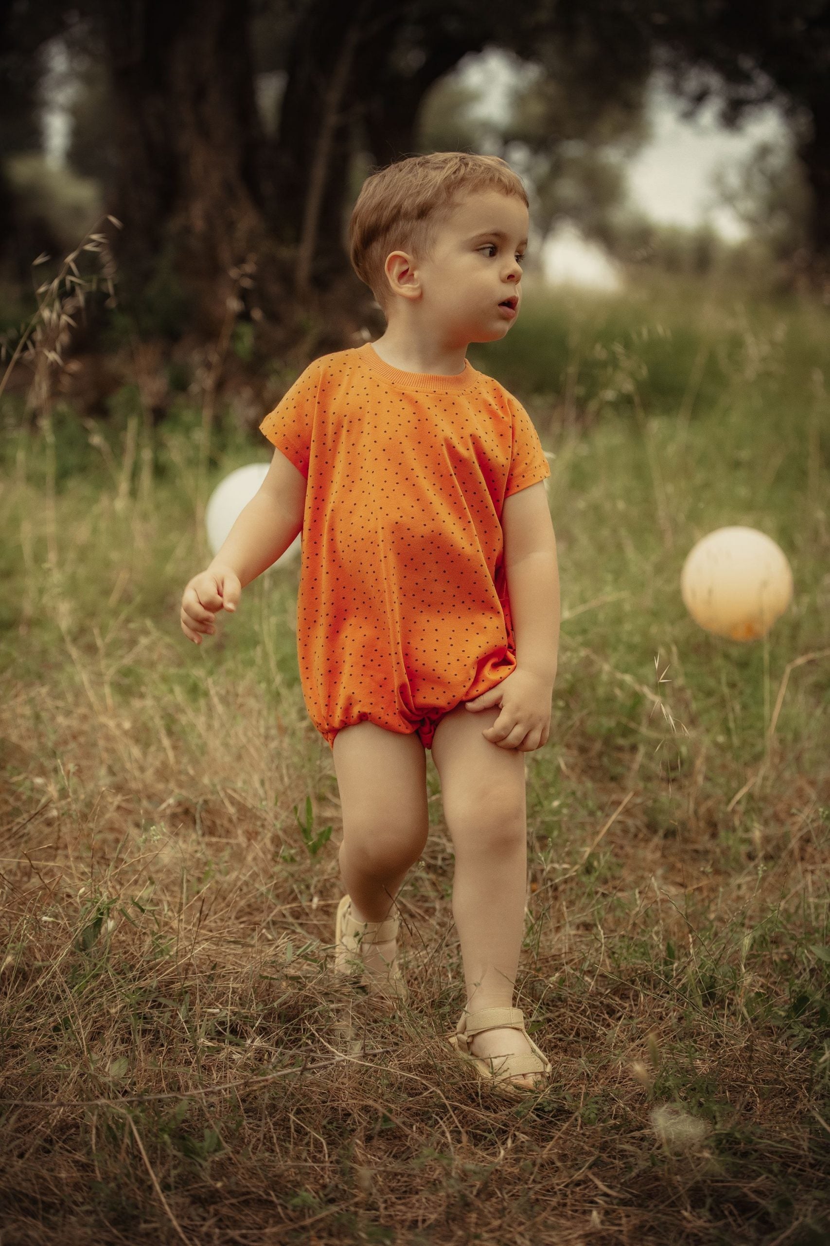 Orange Dotted Romper