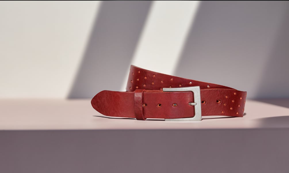 trendy red leather belt
