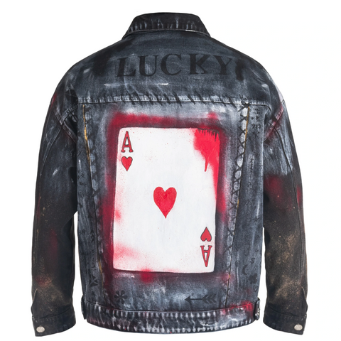 Lucky hand painted denim jackets are perfect to rock at any party or occasion.