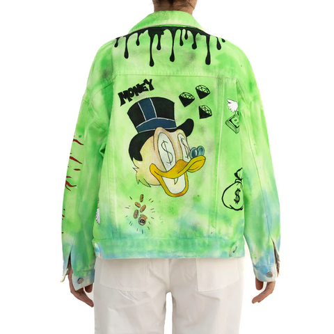 custom painted denim jackets have new variety as donald duck jacket.
