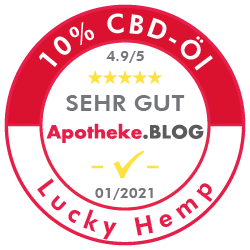 10% di olio di CBD a spettro completo Lucky Hemp Badge