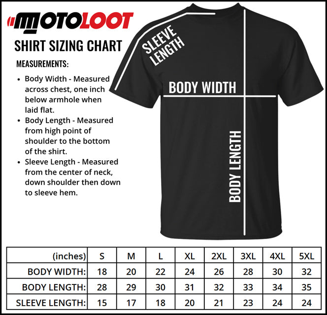 Sizing Chart and T-Shirt Information - Moto Loot