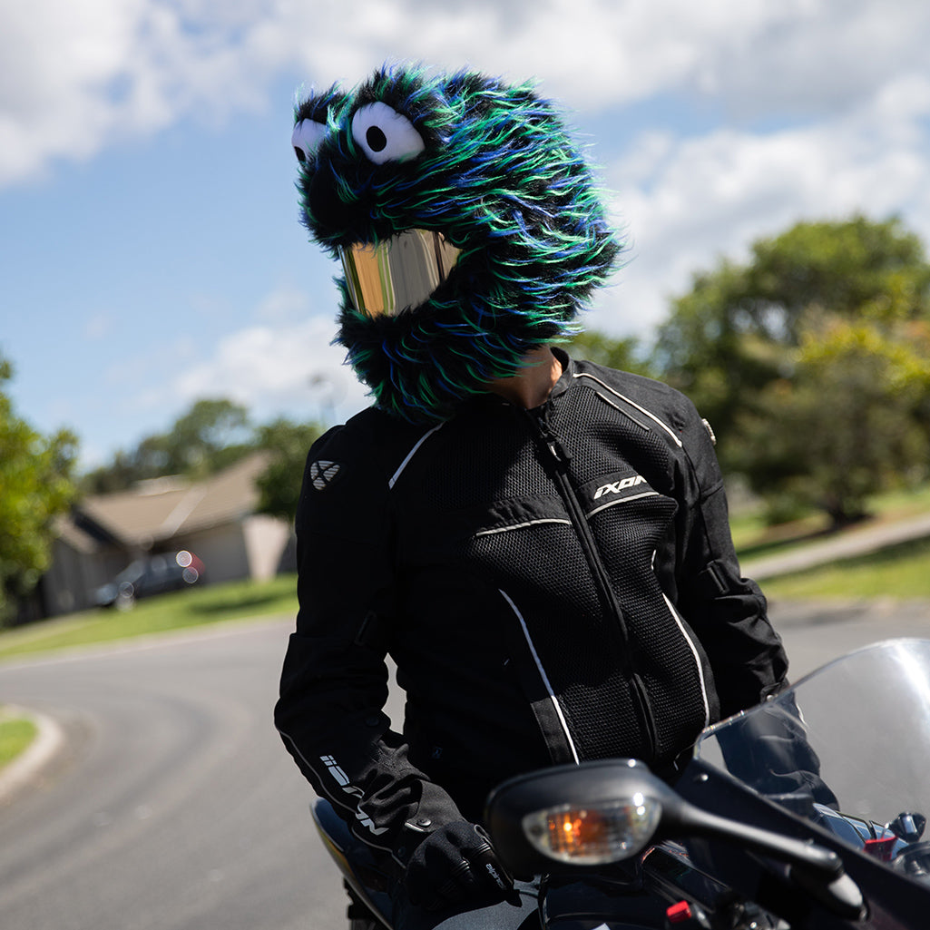 Middelen Dekbed Wauw Motorcycle Helmet Cover - Black, Blue and Green - Moto Loot
