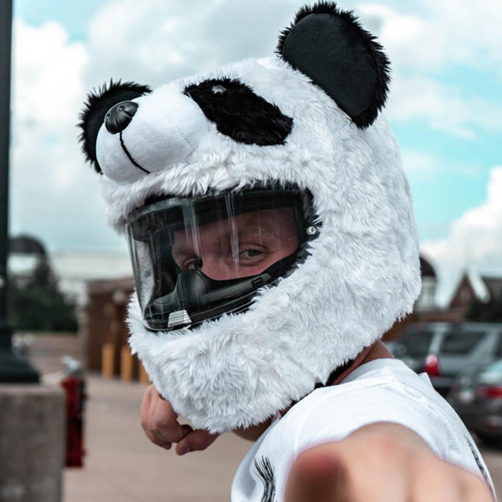 badminton cafetaria gevaarlijk Motorcycle Helmet Cover - Panda - Moto Loot